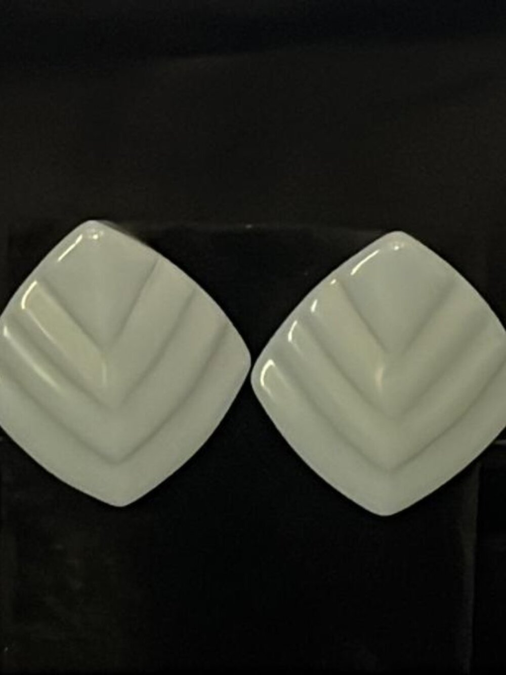 Trifari Light Blue Lucite Square Ribbed Clip-On Earrings